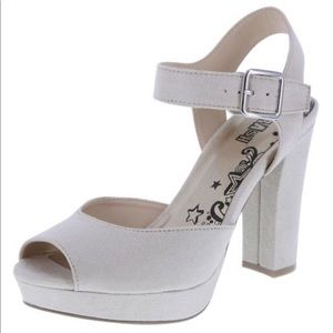 Brash Nude/Beige Platform Faux Suede Heels